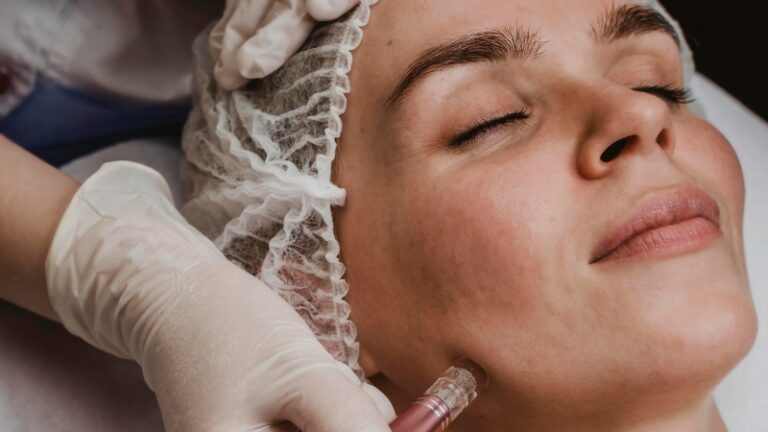 A woman gets a professional hydration boost treatment on her face